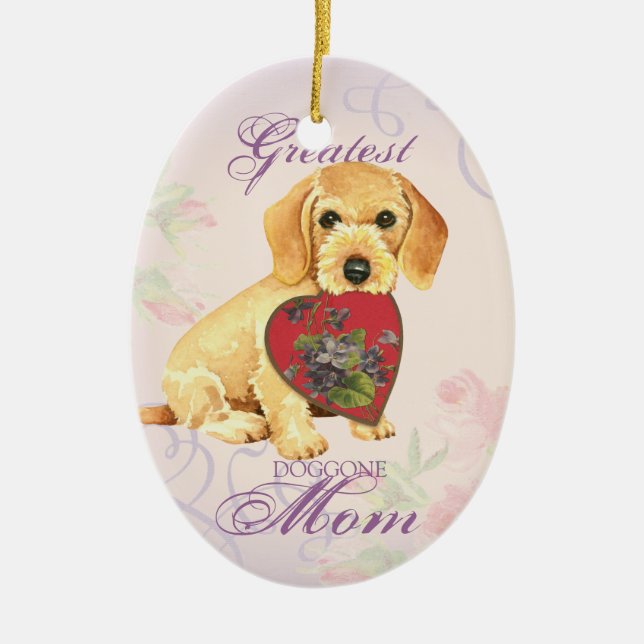 Drahthaar Dackel Herzliche Mama Keramik Ornament (Vorne)