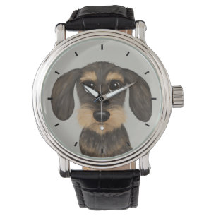 Drahthaar-Dackel  Niedlich Cartoon Dog Teckel Armbanduhr