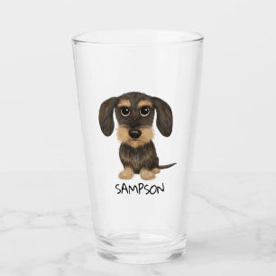 Drahthaar-Dackel  Niedlich Cartoon Dog Teckel Glas