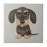 Drahthaar Dackel | Niedlicher Cartoon Dog Teckel Fliese<br><div class="desc">Drahthaar Wildschweine und bräunliche Teckel. Besuchen Sie Jenn's Doodle World für noch mehr Accessoires für Zuhause und Büro mit dieser lustigen Dackel und originelleren Dackel Hund Designs.</div>