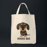 Drahthaar Dackel | Niedlicher Cartoon Dog Teckel Tragetasche<br><div class="desc">Drahthaar Wildschweine und bräunliche Teckel. Der Text "Hundetasche" kann mit Ihrem eigenen Namen oder Slogan personalisiert werden. Eine niedliche Dackel-Liebhaber-Tasche, ideal zum Einkaufen oder Haustierzubehör. Diese lustige Würstchen Hund Cartoon wiederverwendbare Tasche ist ein perfektes Geschenk für jeden, der einen Würstchen Liebe Hund. Besuchen Sie Jenn’s Doodle World für mehr Dackel...</div>