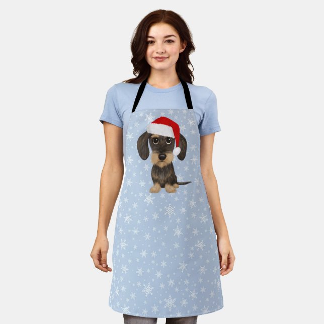 Drahthaar Dackel Santa Teckel Weihnachtshund Schürze (Getragen)