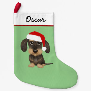 Drahthaar Dackel Teckel Santa Niedlich Dog Kleiner Weihnachtsstrumpf