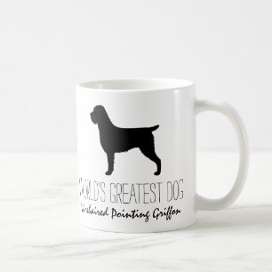 Drahthaar, der Griffon-Weltmeisterhund zeigt Kaffeetasse