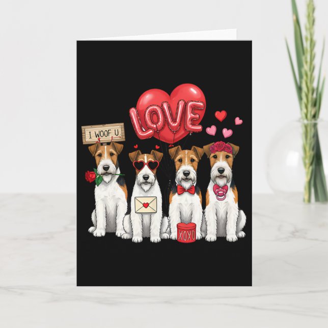 Drahthaar-Foxterrier I Wuffe Dir Bow Sungles Herz  Karte (Vorderseite)