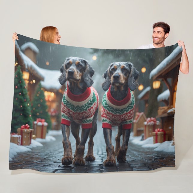 Drahthaar-Griffon-Hunde Weihnachten Schnee  Fleecedecke (Beispiel)