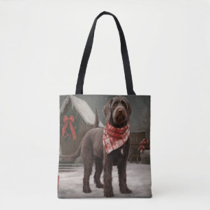 Drahthaar-Hund im Schnee zu Weihnachten Tasche