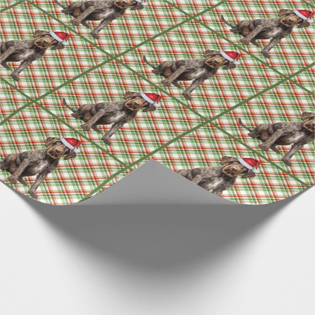 Drahthaar Pointer Dog Urlaub Kariert Weihnachten Geschenkpapier (Ecke)