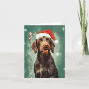 Drahthaar Pointer Weihnachtsmalerei Kunst Karte