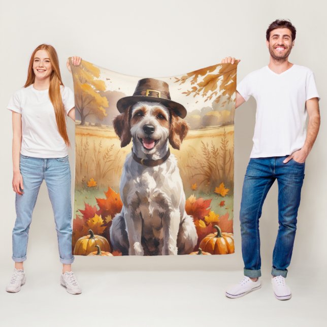 Drahthaar Pointing Griffon Autumn Leaves Fleecedecke (Beispiel)