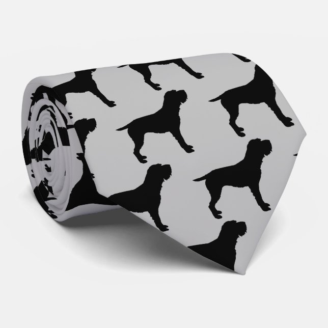 Drahthaar Pointing Griffon Dog Silhouette Krawatte (Gerollt)