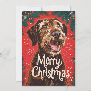 Drahthaar Pointing Griffon Frohe Weihnachten