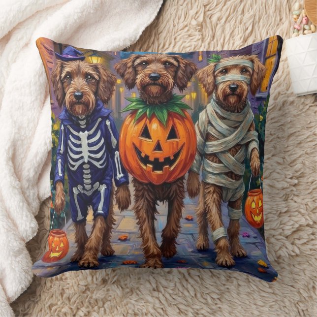Drahthaar Pointing Griffon Halloween Kostüme Kissen (Decke)