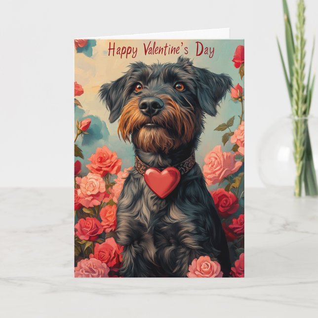Drahthaar Pointing Griffon Herz Valentinstag Karte (Vorderseite)