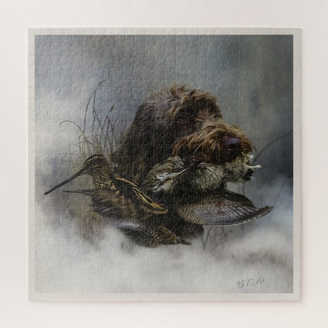 Drahthaar Pointing Griffon, Jagd auf Holzhaken (Vertikal)