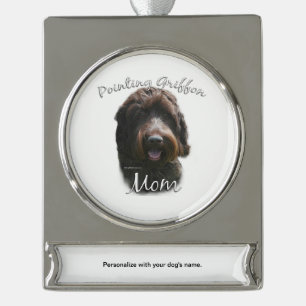 Drahthaar Pointing Griffon Mama 2 Banner-Ornament Silber