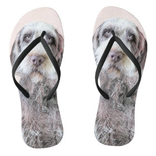 Drahthaar Pointing Griffon Painting - Dog Art Flip Flops