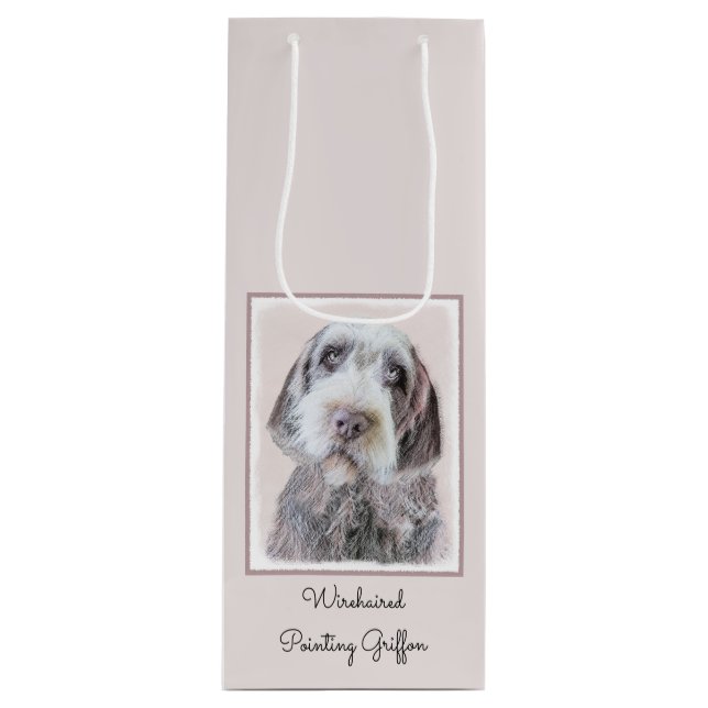Drahthaar Pointing Griffon Painting - Dog Art Geschenktüte Für Weinflaschen (Vorderseite)
