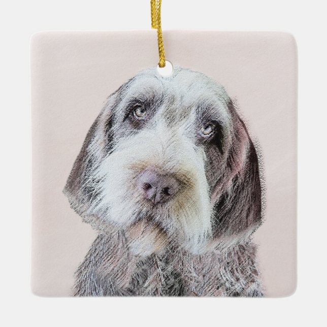 Drahthaar Pointing Griffon Painting - Dog Art Keramikornament (Vorderseite)