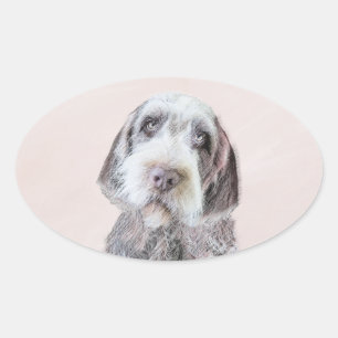 Drahthaar Pointing Griffon Painting - Dog Art Ovaler Aufkleber