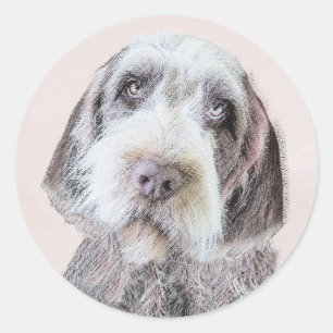 Drahthaar Pointing Griffon Painting - Dog Art Runder Aufkleber
