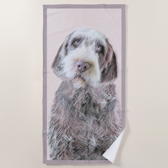 Drahthaar Pointing Griffon Painting - Dog Art Strandtuch (Vorderseite)