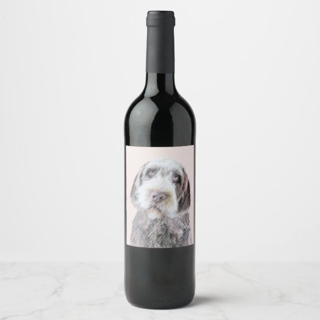 Drahthaar Pointing Griffon Painting - Dog Art Weinetikett (Vorderseite)