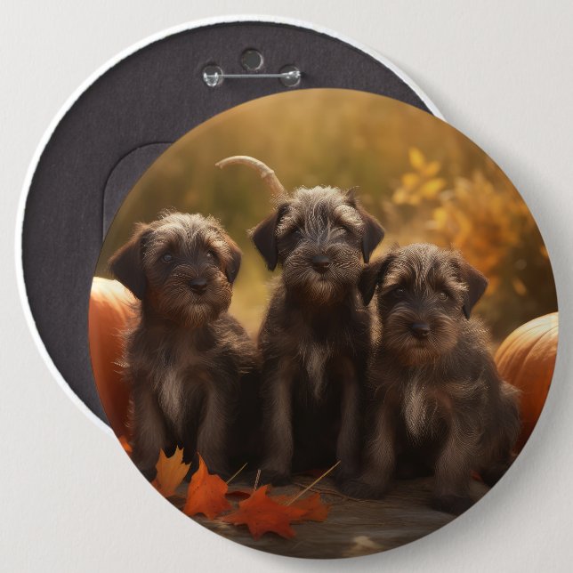 Drahthaar Pointing Griffon Puppy Herbst Button (Vorne & Hinten)