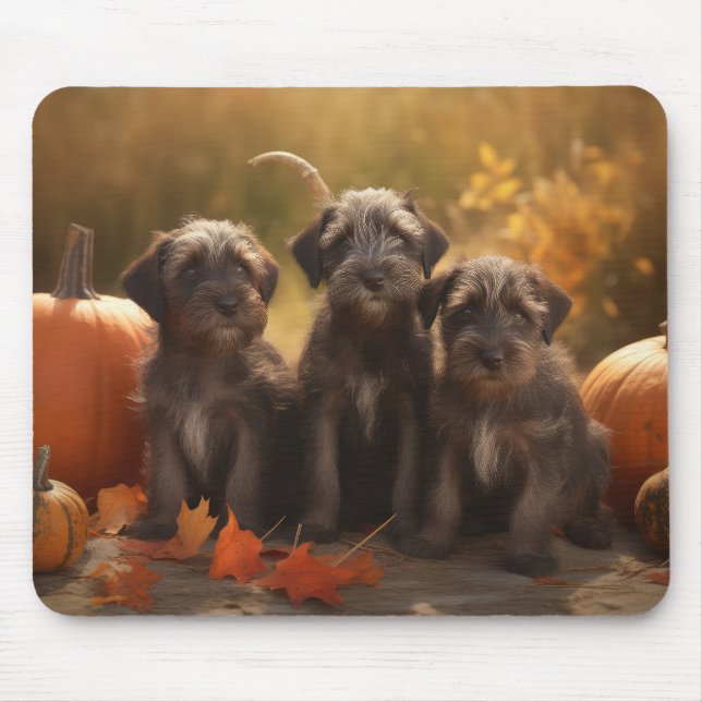 Drahthaar Pointing Griffon Puppy Herbst Mousepad (Vorne)