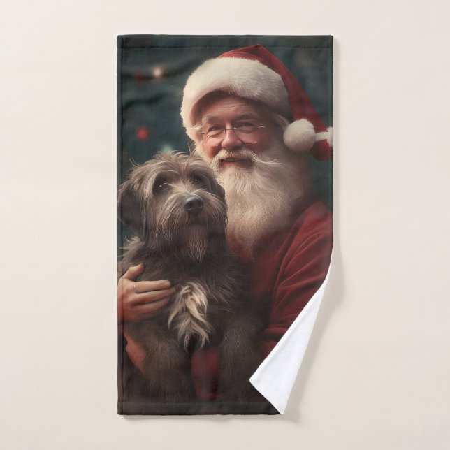 Drahthaar Pointing Griffon Santa Claus Weihnachten Badhandtuch Set (Handtuch)
