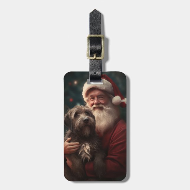 Drahthaar Pointing Griffon Santa Claus Weihnachten Gepäckanhänger (Vorderseite vertikal)