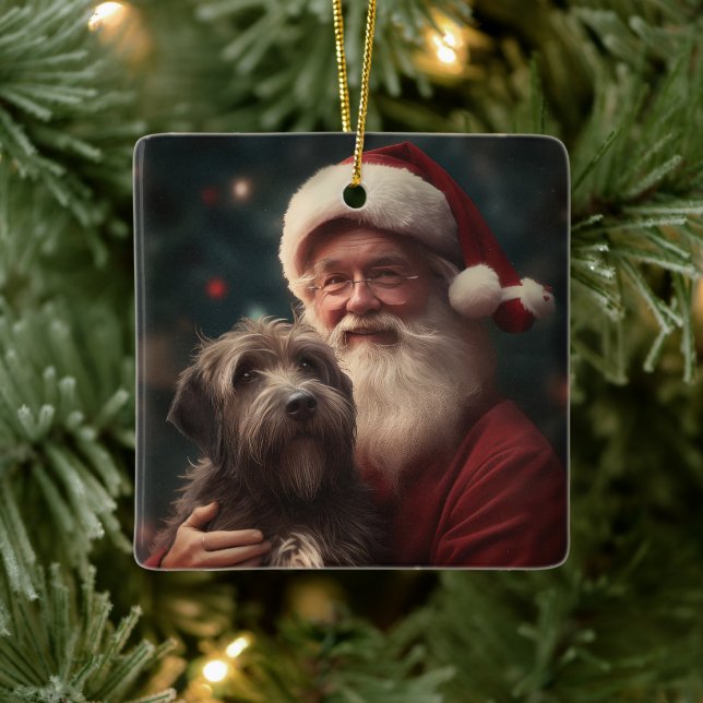 Drahthaar Pointing Griffon Santa Claus Weihnachten Keramikornament (Baum)