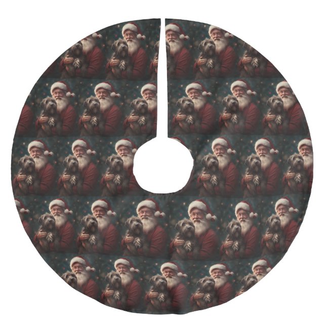 Drahthaar Pointing Griffon Santa Claus Weihnachten Polyester Weihnachtsbaumdecke (Vorderseite)