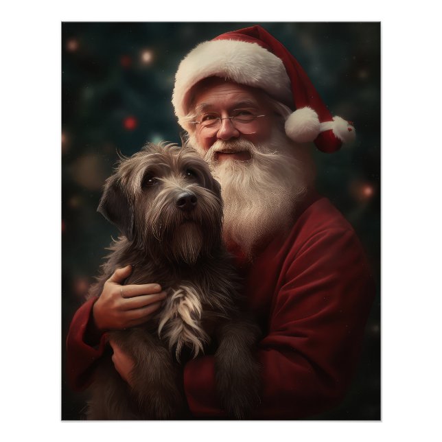 Drahthaar Pointing Griffon Santa Claus Weihnachten Poster (Vorderseite)