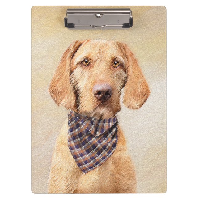 Drahthaar Vizsla Painting - Niedliche Hundekunst Klemmbrett (Vorderseite)