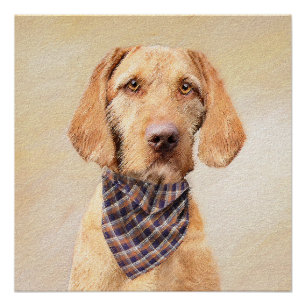 Drahthaar Vizsla Painting - Niedliche Hundekunst Poster