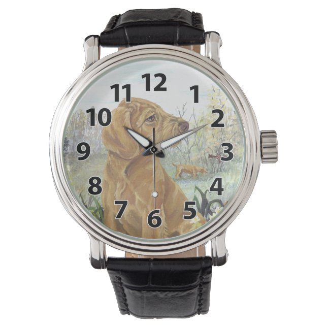 Drahthaar Vizsla Puppy Dreamer Wristwatch Armbanduhr (Vorderseite)