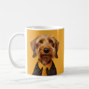 Drahthaarige Dachshung auf Gelb Kaffeetasse