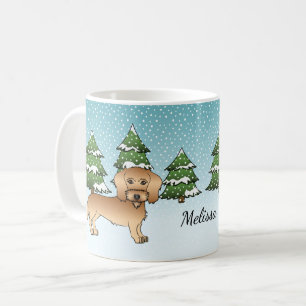 Drahthaarige Dackel im Winterwald Kaffeetasse