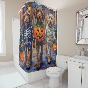 Drahthaarige Griffon-Halloween-Kostüme Duschvorhang