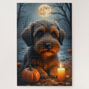 Drahthaariger Griffon Halloween-Porträt-Kunst