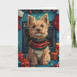 Drahthaariger Griffon mit Weihnachtsgeschenken Karte