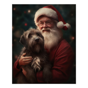 Drahthaariger Griffon-Santa-Claus-Weihnachten Poster