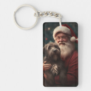 Drahthaariger Griffon-Santa-Claus-Weihnachten Schlüsselanhänger