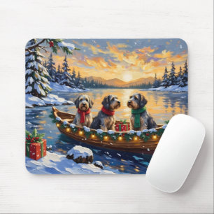 Drahthaariger Griffon Weihnachtsboot Urlaub Mousepad