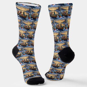 Drahthaariger Griffon Weihnachtsboot Urlaub Socken