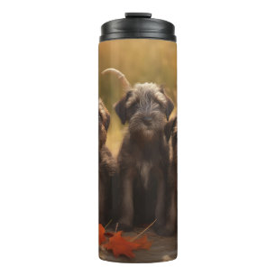 Drahthaariger Griffon-Welpe Herbst Thermosbecher