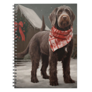 Drahthaariger Vorstehhund im Schnee Weihnachten Notizblock