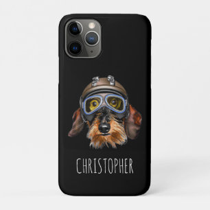Drahthaarterrier Dackel Hund mit Helm Case-Mate iPhone Hülle