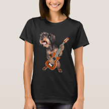 Drahthaarterrier Dackel Hund spielen Gitarre T - S